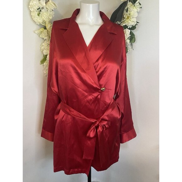 Vintage Marilyn Monroe By Warners 100% Silk Red Robe Pajama Women's‎ Medium NWOT - Picture 1 of 16